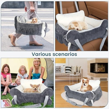 29.5"x19.7"x9.8" Dog Car Seat for Middle Dogs & Cats, Car Seat for Dogs with Plush Cushion, Non-Slip Bottom & Safety Leash, Cat & Dog Bed with Side Pocket for Sedan, SUV and Truck, Washable - Image 7