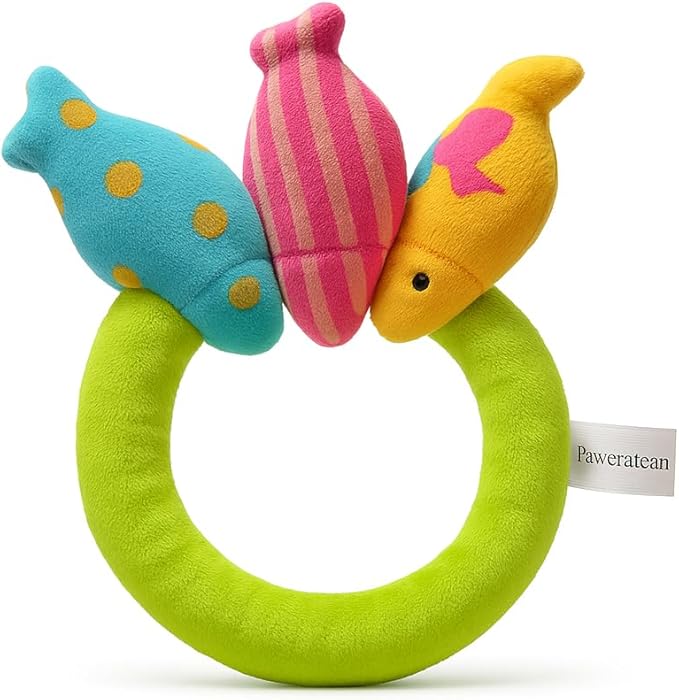 7" Squeaky Plush Toy for Puppies Small Dogs Self Etertainment Washable Soft Made [PET ONLY] (Fish Ring)