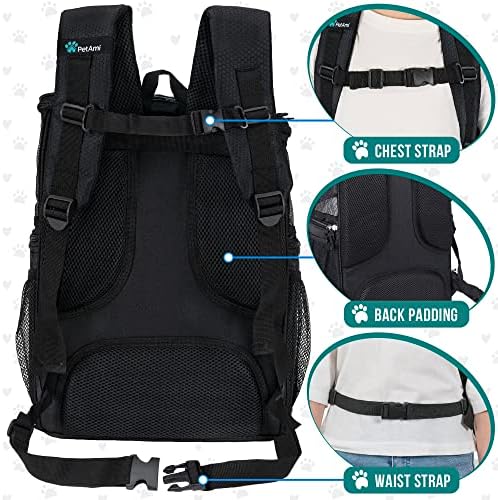 PetAmi Dog Backpack Carrier, Airline Approved 4-Way Entry Cat Bag, Black - Image 5