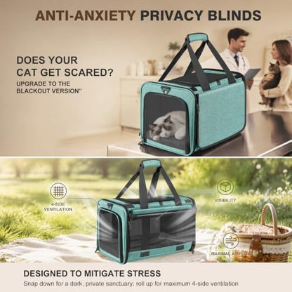 Soft Sided Cat Carrier for Anxious Pets with Privacy Roller Blinds - Image 2
