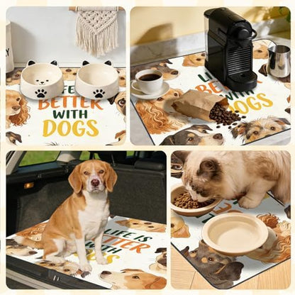 Nuxovilar Cute Canine Pet Food Mat Polyester 23.62x17.71 Inches - Image 6
