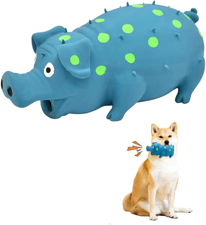 Pet Toys for Dogs,Dog Chew Toys for Aggressive Chewers,Fun Dog Toys,Interactive Dog Toy,Tough Indestructible Toys for Dogs A Pig that Vocalizes(Blue)