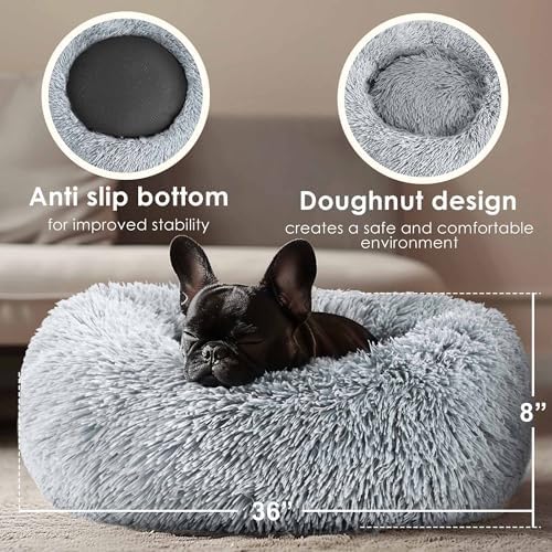Extra Large Dog Beds, 36in Human Dog Anxiety Relief Comfort Bed(Light Grey) - Image 3