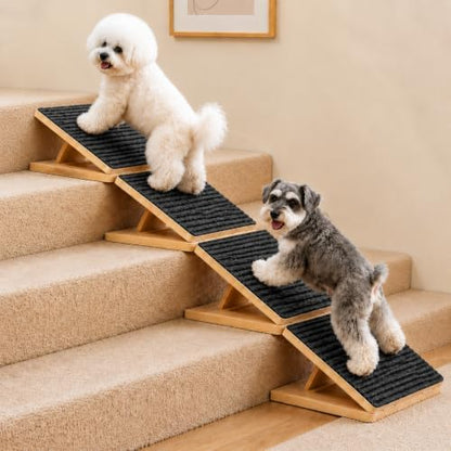 Dog Ramp for Stairs, Adjustable Non-Slip Wooden Ramp for Small Dogs, 4-Pack by Unknown