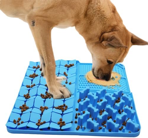 Silicone Snuffle Mat for Dog,Slow Feeder Lick Mat with Suction Cups for Slow Eating,Encourages Natural Foraging Skill,Pet Sniffing Mat for Small/Medium/Large Dog Cat (Blue) by Femont
