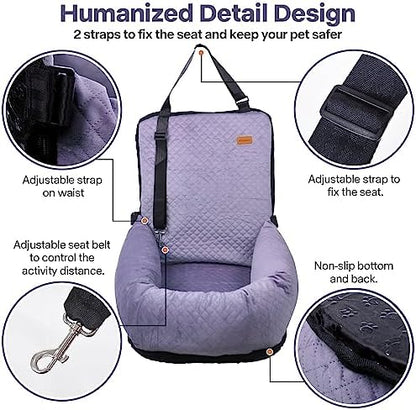Dog Car Seat for Small Medium Dogs Pet Up to 40 lbs Purple - Image 4