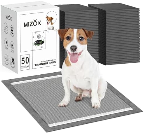 MIZOK Pee Pads for Dogs Charcoal Disposable No Leak for Puppy 23x24in 50Ct by MIZOK