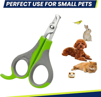 WePet Pet Nail Clippers U07.2, Professional Claw Trimmer, Scissor for Cats, Puppies, Kittens, Hamsters, Rabbits and Small Animals, Sharp, Safe, Small, Green/Grey