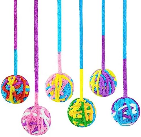 CHIWAVA 6PCS 20" Woolen Yarn Cat Toys Ball with Bell 2" Large Indoor Balls by Chiwava