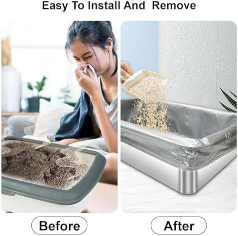 2 Pack Reusable Cat Litter Box Liners for Stainless Steel Boxes (Fits 6'' & 8'' Deep) - Scratch-Resistant & Waterproof Pan Protector, Extends Box Life, Easy to Clean with Non-Slip Design - Image 4