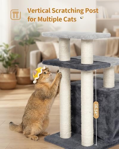 Aechonow 4-Tier Cat Stairs for High Bed with 22'' Cat Scratching Post - Image 5
