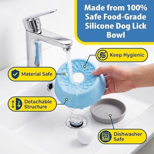 Slow Feeder Dog Bowls with Rolling Ball & Lick Mat for Dogs, Interactive Dog Enrichment Toy, Anti-Slip Puzzle Feeder for Yogurt, Bone Broth & Wet Food, Slow Eating Bowl for Small, Medium & Large Dogs - Image 6