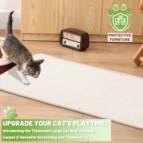 Uranshin Natural Sisal Cat Wall Climbing Carpet, Wall Scratcher Mat Pad - Image 4
