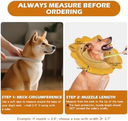 IEUUMLER Inflatable Recovery Dog Collar, Protective Donut Cone, Adjustable Soft Collar for Dog and Cat After Surgery Prevent from Biting & Scratching EU002 - Orange M+ - Image 3
