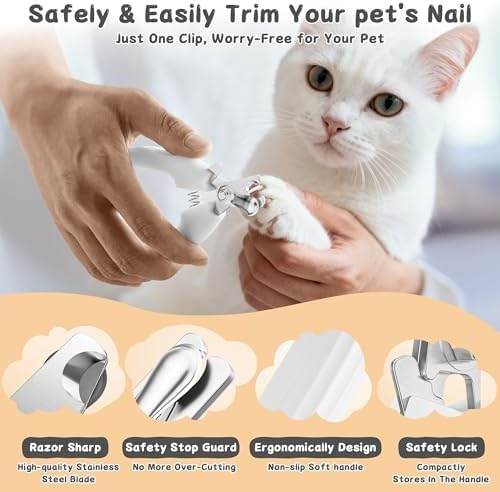 3-Piece Dogs & Cats brush for shedding - Self Cleaning Slicker Brush, Dematting Comb & Nail Clipper - Professional 3-in-1 Grooming Set for Shedding, Mats & Tangles - Easy At-Home Pet Care Tools - Image 6