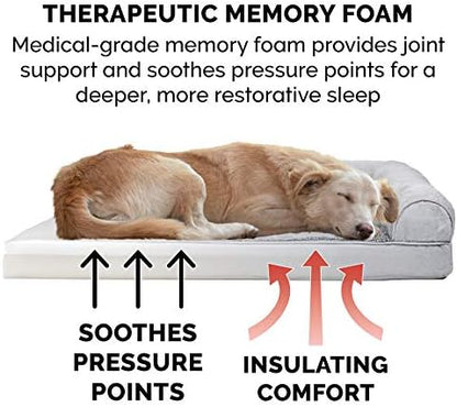 Furhaven Memory Foam Dog Bed for Medium/Small Dogs w/ Removable Bolsters & Washable Cover, For Dogs Up to 35 lbs - Plush & Suede Sofa - Gray, Medium - Image 4
