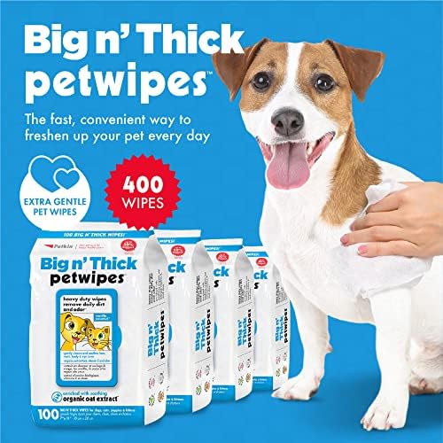 Petkin Pet Wipes for Dogs and Cats, 400 Wipes - Large Pet Wipes for Dogs and Cats - Cleans Ears, Face, Butt, Body and Eye Area - Convenient, Ideal for Home or Travel - 4 Packs of 100 Wipes - Image 2