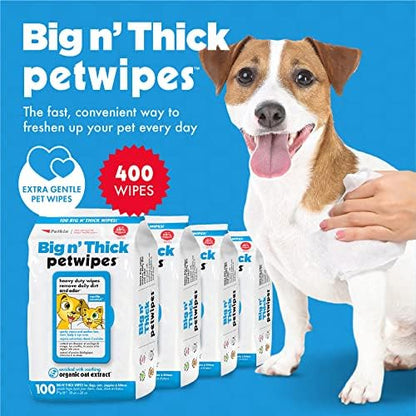 Petkin Pet Wipes for Dogs and Cats, 400 Wipes - Large Pet Wipes for Dogs and Cats - Cleans Ears, Face, Butt, Body and Eye Area - Convenient, Ideal for Home or Travel - 4 Packs of 100 Wipes - Image 2