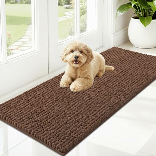 OLANLY Dog Door Mat for Muddy Paws 47x20, Extra Absorbent Chenille Mud Mat by OLANLY