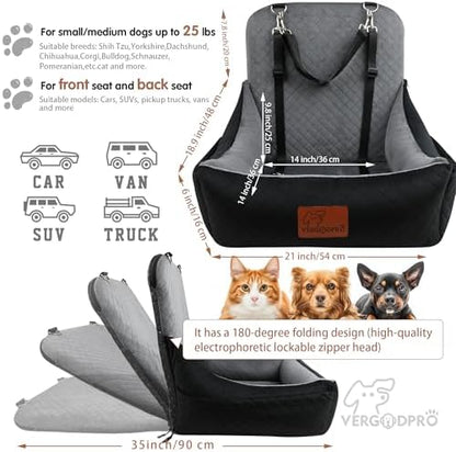 Small Dog Car Seat & Travel Bed:Keep Your Pup Safe,Comfortable and Secure on Every Journey.Features 2 Safety Harnesses,Removable Washable Cover for Multi-Scenario. - Image 3