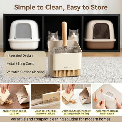Stainless Steel Cat Litter Scooper with Mini Dustpan and Brush Set - Image 5