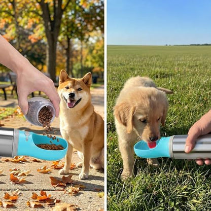 Portable Dog Water Bottle with Food Container, 14 OZ, Stainless Steel - Image 7