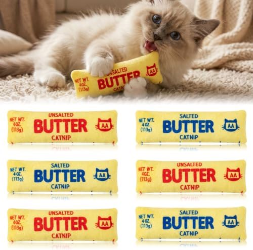 6Pcs Butter Catnip Crinkle Paper Sound Toys for Cat, Catmint Cat Toy Gift by MALLMALL6