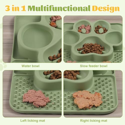 Silicone Lick Mat for Dogs with Suction Cups, Slow Feeder Dog Bowls & Dog Lick Mat for Anxiety Relief, Snuffle Mat for Dogs, Dog Food Bowl & Cat Food Bowl, Slow Feeder Cat Bowl for Wet & Dry Treats - Image 3