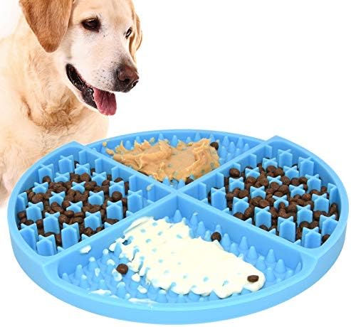 Bangp Silicone Dog & Cat Lick Mat and Slow Feeder,Extends Mealtime for Fast Eaters and Reduces Anxiety,Heavy-Duty Design,Dishwasher Safe,Perfect for Yogurt,Treats,Peanut Butter (Blue) by Bangp