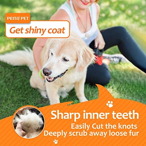Undercoat Rake for Dogs, 2 in 1 Dematting Comb & Deshedding Tool for Long Hair Pets, Pet Hair Grooming Brush, Clear Mats and Tangles, Reduces Shedding by 95% - Image 5