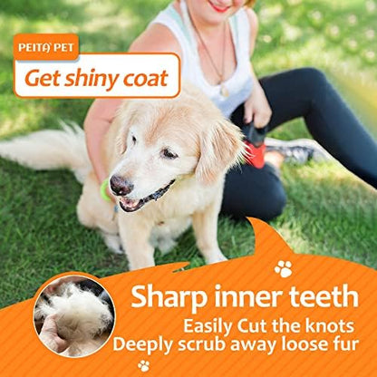 Undercoat Rake for Dogs, 2 in 1 Dematting Comb & Deshedding Tool for Long Hair Pets, Pet Hair Grooming Brush, Clear Mats and Tangles, Reduces Shedding by 95% - Image 5