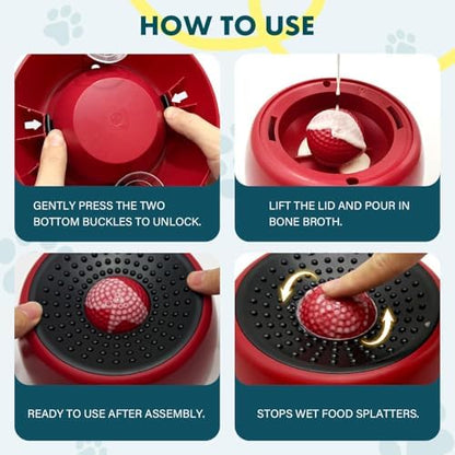 Rolling Ball Dog Lick Bowl, Slow Feeder Dog Bowls, Non-Slip Design - Image 4
