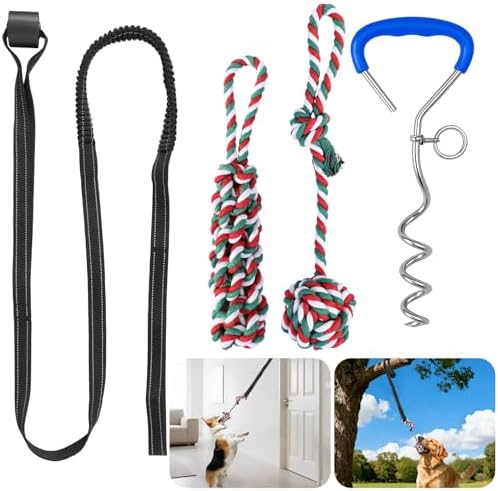 HOPET Bungee Tug Toy for Dogs,Tug of War Dog Toy for Aggressive Chewers to Keep Them Busy,Interactive Dog Rope Toy for Medium/Small Dogs,Can Used On Doors and Trees by HOPET-PetHome