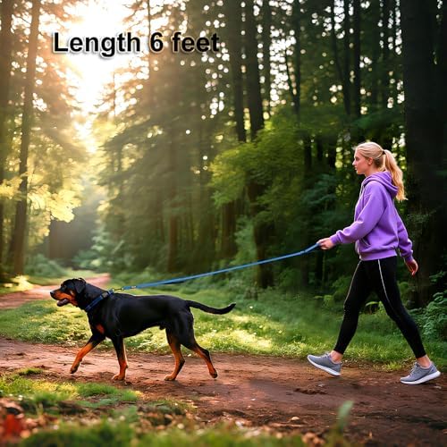 Heavy Duty Double Handle Dog Leash 6 ft Long for Total Control, Padded 2 Handle, Reflective Training Lead for Medium Large Dogs (Navy Blue, 6 FT) - Image 3