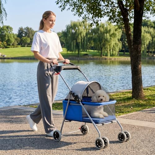 BestPet Foldable Pet Stroller for Small/Medium Dogs and Cats Up to 33 lbs - Image 2