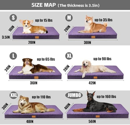 Patas Lague Orthopedic Large Dog Bed Washable Pet Sofa Mat 56''X40''Purple - Image 5