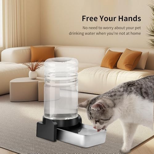 Marchul 2.3 Gallon Dog Water Dispenser, Large Dog Water Dispenser with Placemat and Stainless Steel Bowl, Automatic Gravity Pet Bowl for Dogs Medium to Large (8.6L + 3 Filters + Mat) - Image 7