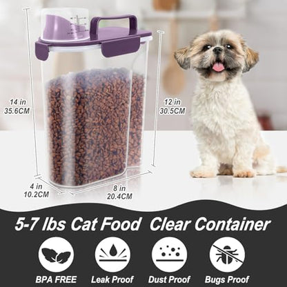 LEAWALK 5-7Lbs Airtight Pet Storage Container, Upgraded Large Nozzle With Handle Design For Cat Dog Bird Food and for Small Animal Kibble, Oatmeal, Rice, Flour, Brown Sugart-Deep Purple - Image 3