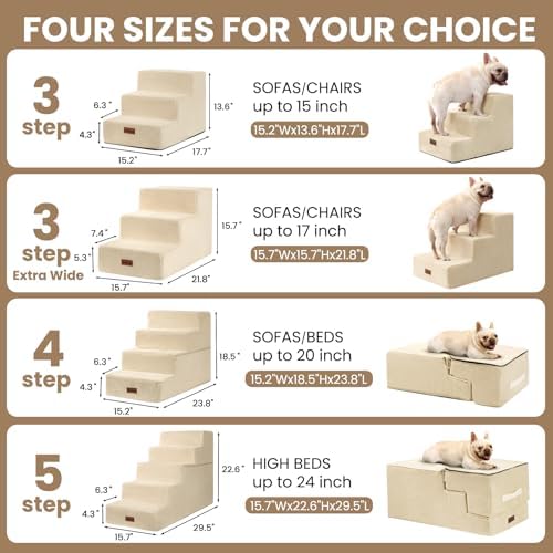 Aodisman Dog Stairs for High Beds 22.6" H, 5-Step Pet Steps for Small Dogs - Image 7