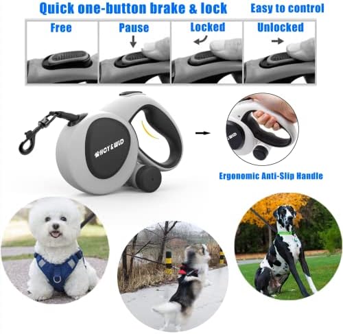 16 ft Retractable Dog Leash with Poop Bag Holder & Poop Bags - Image 4