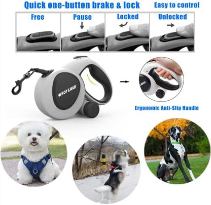 16 ft Retractable Dog Leash with Poop Bag Holder & Poop Bags - Image 4