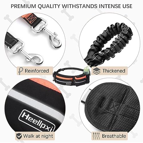 Hands-Free Waist Leash with Pouch for Two Dogs: Reflective Stitching, Dual Handle & Bungee Retractable Design – Ideal for Medium to Large Dogs (Orange) – Dog Walking Accessories - Image 5