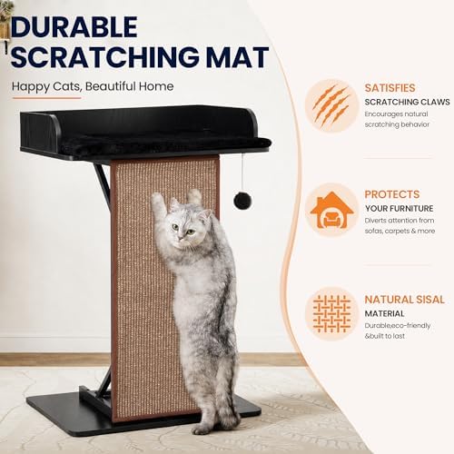 Modern Wood Cat Tree Tower for Indoor Large Adult Cats with Big Perch Bed - Image 3