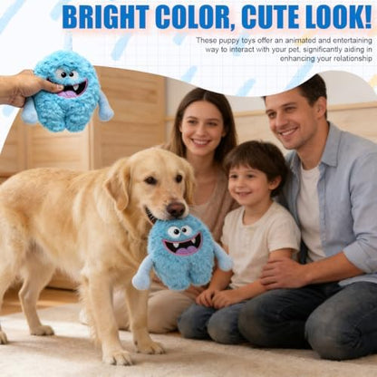 Monster Stuffed Squeaky Dog Toy, Crinkle Dog Plush Toy, Light Blue - Image 5