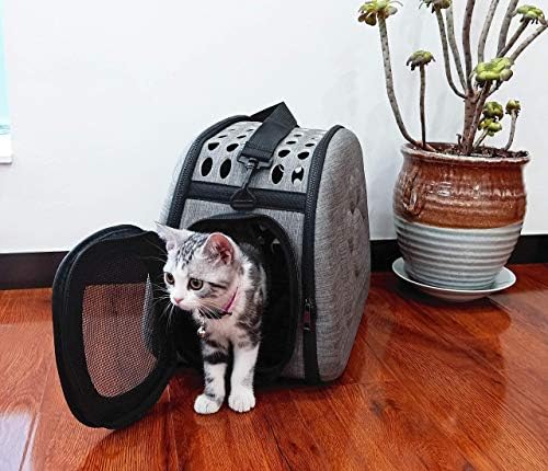 PetLike Airline Approved Pet Carrier Soft Sided Collapsible Travel Bag for Cats & Small Dogs (Grey, Linen) - Image 5