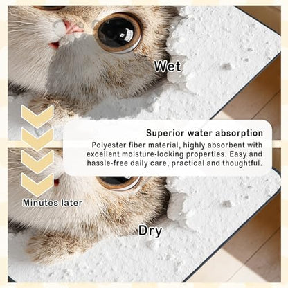 Nuxovilar Adorable Feline Pet Food Mat Polyester 23.62x17.71 Inches - Image 3
