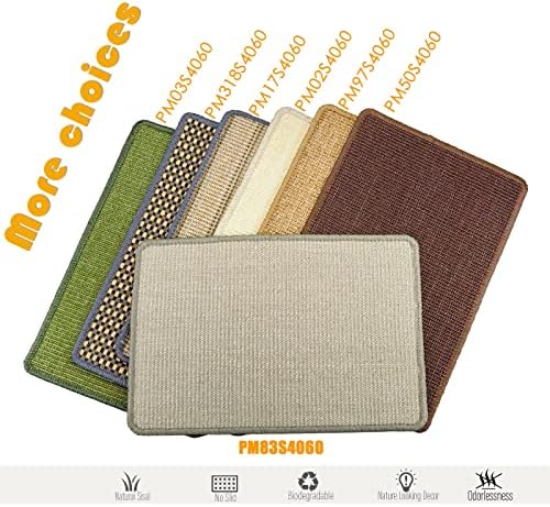 Cat Scratcher Mat,23.6x15.7inch Sisal Cat Scratchers for Indoor Cats with Velcro,Stick on Floor Wall Cat Scratch Pad,Horizontal Cat Scratch Rug Protect Furniture and Sofas (Light Gray) - Image 5