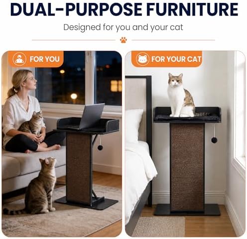 Modern Wood Cat Tree Tower for Indoor Large Adult Cats with Big Perch Bed - Image 4