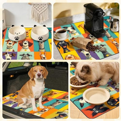 Nuxovilar Canine Portrait Pet Food Mat Polyester 23.62x17.71 Inches - Image 6