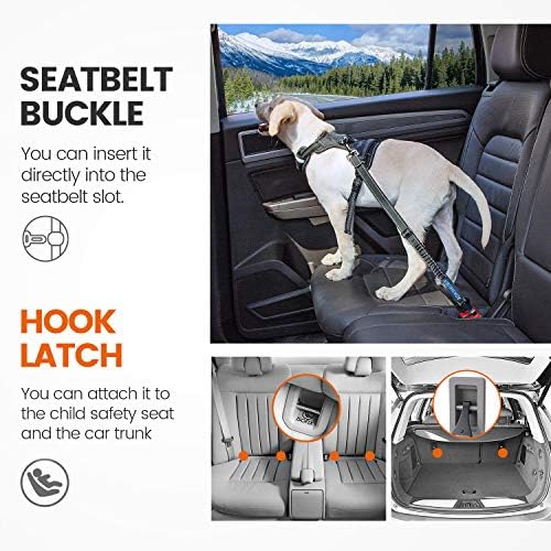 IOKHEIRA Dog Seatbelt, Updated Adjustable Harness Reflective Bungee Dog Car Seat Belt with Aviation Aluminum Alloy Rotatable Carabiner, Hook & Buckle - Image 6